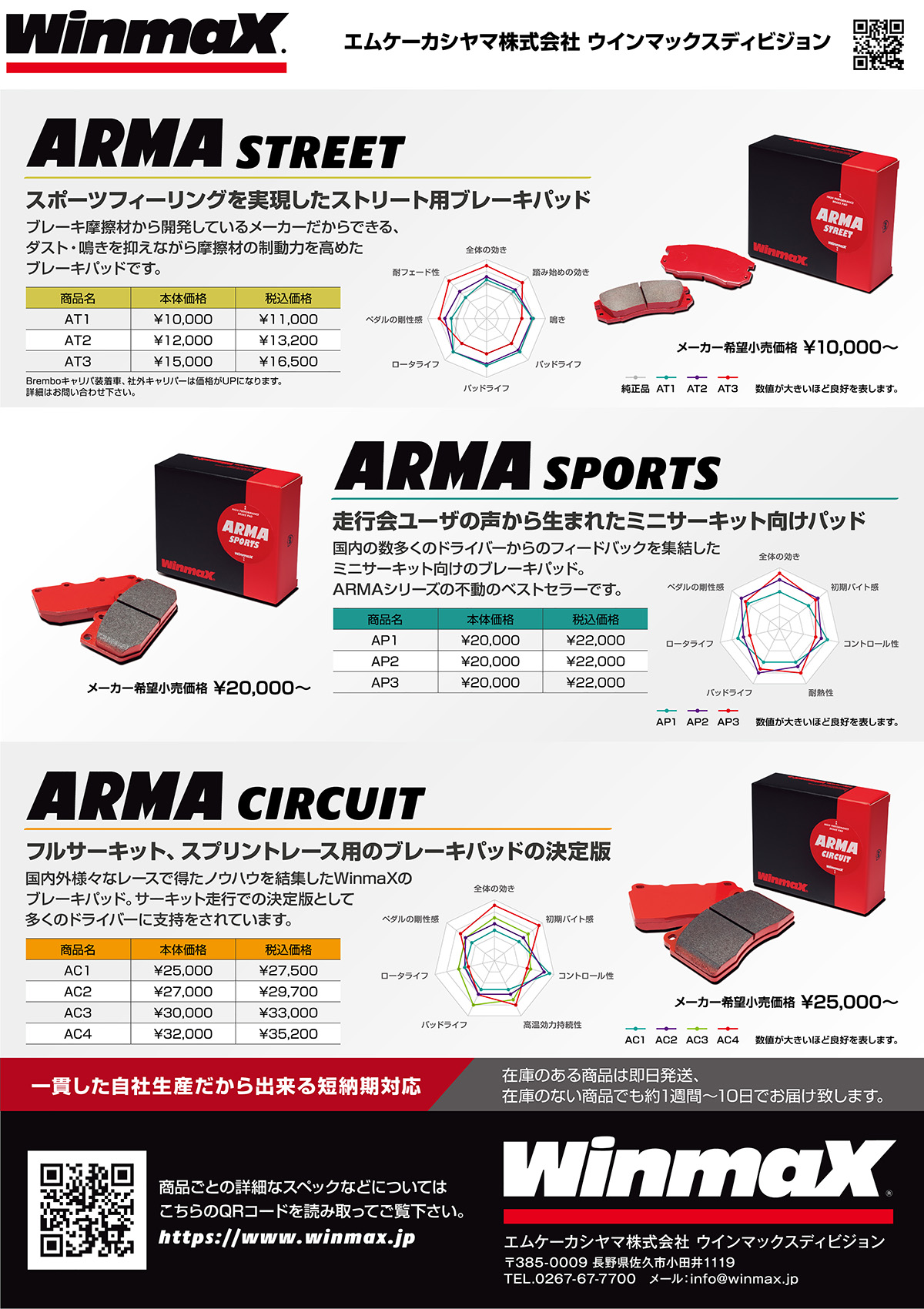 特価新品 ウインマックス アルマサーキット AC2 フロント左右セット ブレーキパッド スカイライン R31 087 WinmaX ウィンマックス  ARMA CIRCUIT ブレーキパット kts-parts-shop 通販 PayPayモール